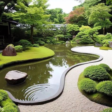 Pond Design Ideas, Modern Pond, Koi Pond Design, Fish Pond Gardens, Japanese Garden Landscape, Zen Rock Garden, Garden Pond Design, Natural Landscaping, Zen Garden Design