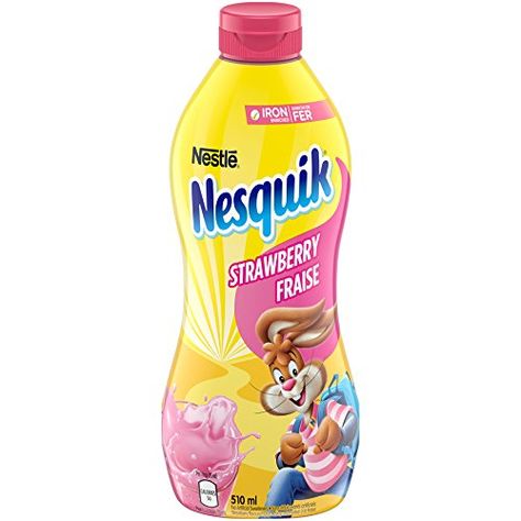 Nesquik Strawberry, Canada Outfit, Strawberry Nesquik, Outfit Hiking, Less Sugar, Kid Drinks, Strawberry Syrup, Honey Syrup, Chocolate Powder