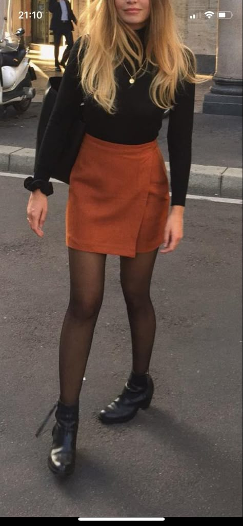 Rust Mini Skirt Outfit, Orange Velvet Skirt Outfit, Brown Cord Skirt Outfit, Orange Corduroy Skirt Outfit, Courdaroy Skirt Outfit, Rust Corduroy Skirt, Red Courderoy Skirt, Rust Orange Skirt Outfit, Short Orange Skirt Outfit