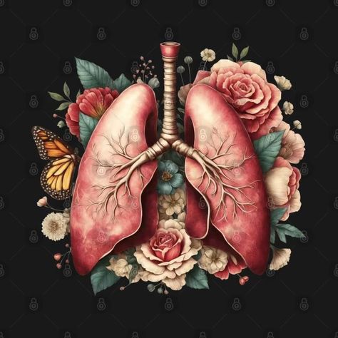 Anatomy Lungs, Lungs Drawing, Lungs Art, Floral Anatomy, Memorial Tattoo Quotes, Anatomy Heart, Lung Anatomy, Skull Human, Anatomy Illustration