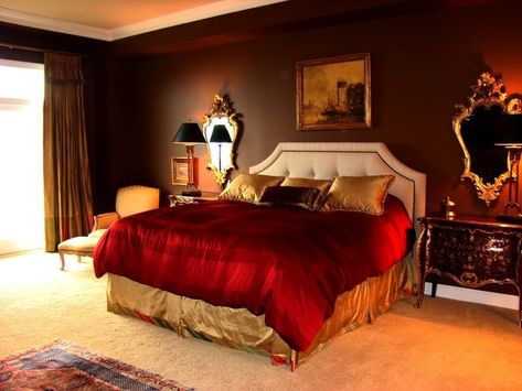 [❌STRICTLY NO 18 BELOW ALLOWED! ❌] ( CONTAINS: STRONG WORDS AND SC… #romance #Romance #amreading #books #wattpad Red Curtains Bedroom, Romantic Bedroom Colors, Romantic Bedroom Design, Wallpaper Design For Bedroom, Bedroom Contemporary, Warm Bedroom, Interior Vintage, Gold Bedroom, Brown Bedroom