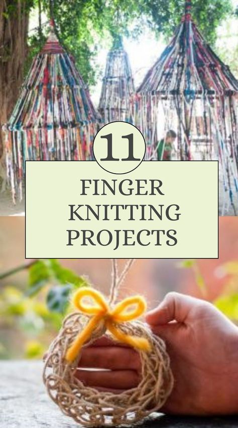 Discover the joy of finger knitting with these simple and fun craft projects! Whether you're a beginner or experienced knitter, finger knitting is a fantastic way to create beautiful pieces without the need for needles. Dive into these easy tutorials and unleash your creativity today! What To Do With Finger Knitting, Finger Knitting For Kids Simple, Finger Knit Hat, Finger Knitting For Kids, Finger Knitting Ideas, Finger Weaving Projects, Finger Knit Projects, Hand Knitting Projects, Finger Crochet Patterns Free