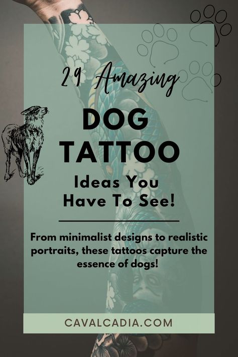 Calling all dog lovers and tattoo enthusiasts! This blog post features 29 unique and meaningful dog-related tattoo ideas to help you immortalize your love for your pet. From simple paw prints to detailed portraits, we've gathered a variety of styles and designs to inspire your next ink! Tattoo Pet Ideas, Tattoos Of Dog Paws In Memory Of, Mans Best Friend Tattoo Dogs, In Memory Dog Tattoo Ideas, Unique Tattoos For Dog Lovers, Unique Pet Memorial Tattoos, Best Dog Tattoo Ideas, Unique Dog Memorial Tattoo, Dog Rescue Tattoo Ideas