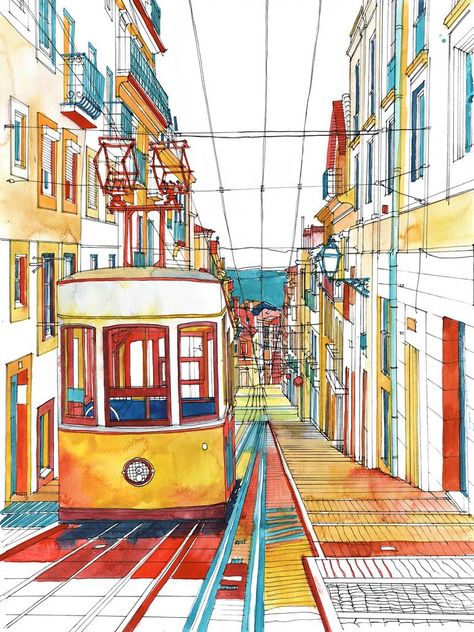 Coloring book Southern Europe Cities: Lisbon color by takmaj on DeviantArt Europe Cities, Southern Europe, Popular Wallpaper, Accent Wallpaper, Photo Wallpaper, Wall Colors, Lisbon, Mural Wallpaper, Colorful Art