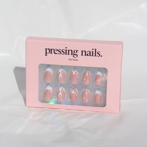 #nails #inspo #ideas #flames #white #disco #pressons #fashion #aesthetic #products #photography #photooftheday Aesthetic Products Photography, Nails Box, Aesthetic Products, Products Photography, Nails Inspo, Fashion Aesthetic, Fake Nails, Press On Nails, Gel Nails