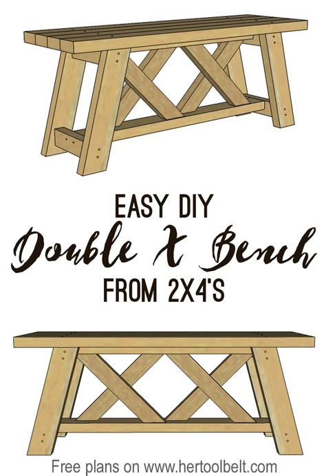 Build Your Own Garage, Wooden Benches, Porch Bench, Diy Bench Outdoor, X Bench, Woodworking Box, Garage Work Bench, Bench Plans, Chippy Paint