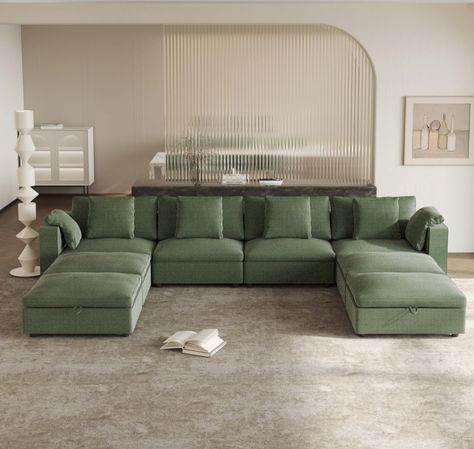 U Couch, Green Sofas, Sofa Arrangement, U Shaped Couch, U Shaped Sectional Sofa, Modern Sofa Set, Fabric Sectional Sofas, U Shaped Sofa, Sectional Sleeper Sofa