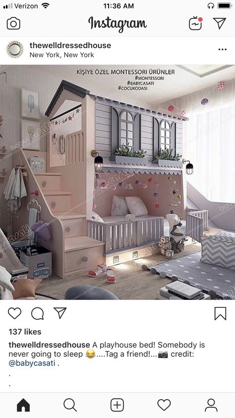 Bunk Beds Playhouse, Bed With Playhouse On Top, Kids Bed With Playhouse, House Loft Bed Kids, Girls Cabin Bed, Playhouse Bedroom, Bunk Bed Playhouse, Bunk Bed House, Bed Playhouse