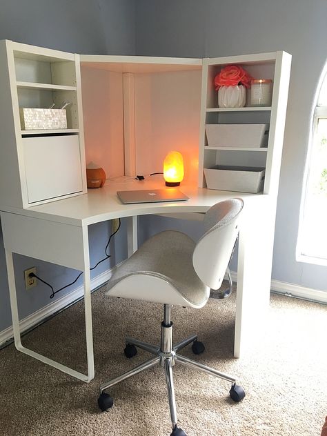 Micke desk from Ikea Ikea Micke Desk Setup, Ikea Micke Corner Desk, Micke Corner Desk, Micke Ikea, Ikea Micke Desk, Ikea Micke, Micke Desk, Ikea Inspiration, Room Things