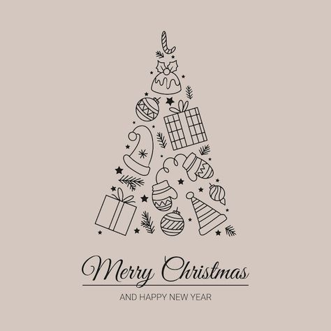 Merry Christmas And A Happy New Year Art, Merry Christmas And Happy New Year Card, Christmas Design Ideas, Gothic Xmas, New Year Christmas Tree, New Year Card Design, Christmas Abstract, Christmas Symbols, New Year Symbols