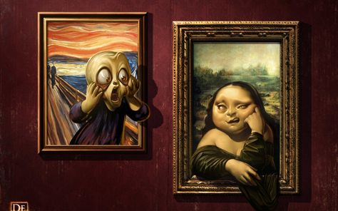 Parodies of Famous Paintings #funny #2K #wallpaper #hdwallpaper #desktop Funny Baby Images, American Funny Videos, Mona Lisa Parody, Le Cri, Best Funny Photos, Funny Dog Photos, Funny Pictures For Kids, The Mona Lisa, People Funny