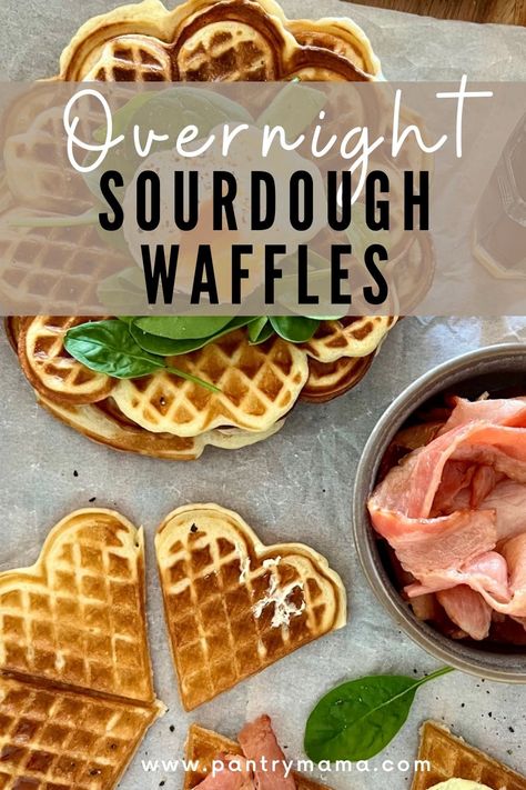 Overnight Sourdough Waffles Sourdough Waffles Overnight, Overnight Sourdough Waffles, Recipes Waffles, Sourdough Waffle Recipe, Sourdough Waffles, Overnight Sourdough, Sourdough Discard Recipes, Waffle Batter, Recipe Using Sourdough Starter