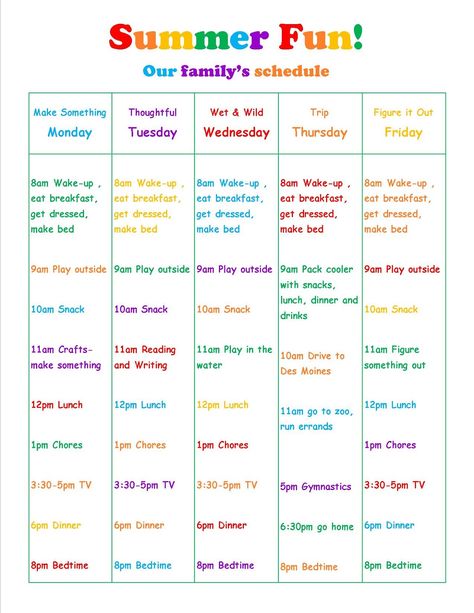 summer vacation daily schedule Kids Summer Schedule, Summer Rules, Daily Schedule Template, Summer Schedule, Family Schedule, Holiday Schedule, Kids Schedule, Summer Learning, Event Branding