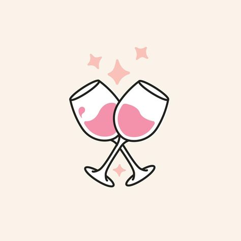 Wine Clipart, Glasses Illustration, Wine Icon, Outline Design, Outline Designs, Pink Wine, Design Show, The Hand, Wine Glasses