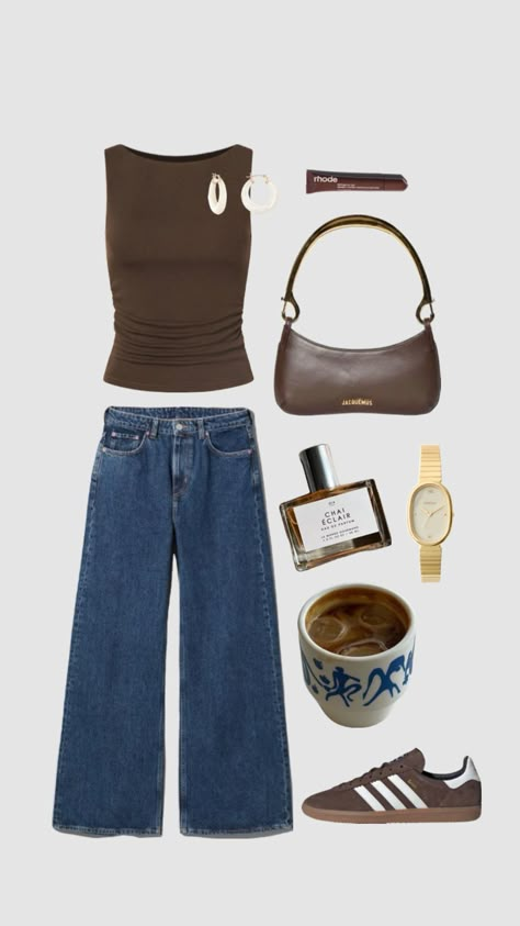 #myfirstshuffle Brown Top Outfit, Minimalist Chic Fashion, Soft Grunge Outfits, Outfit Work, Downtown Outfits, London Outfit, Top Outfit, Brown Top, Inspired Outfits