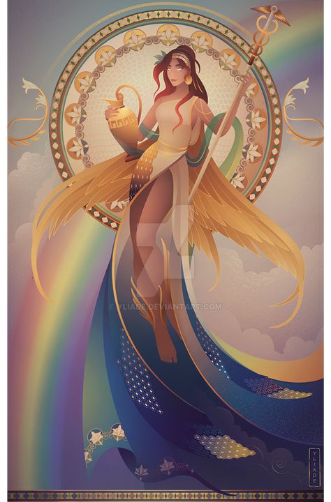 Iris ~ Greek Mythology by Yliade on DeviantArt Sphinx Egyptian, Iris Goddess, The Kane Chronicles, Greek Gods And Goddesses, Greek Mythology Art, 다크 판타지, Mythology Art, Goddess Art, Greek Myths