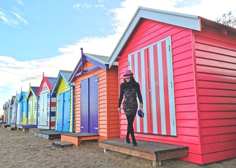 Brighton Bathing Boxes Melbourne, Australia - History & Sales Price of these colorful Boxes Brighton Bathing Boxes Melbourne, Places In Melbourne, Australia History, Melbourne Cbd, Brighton Beach, St Kilda, Paint Colours, Beach Hut, Unique Paintings