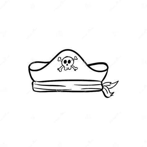 Pirate Hat Doodle Icon Vector Stock Vector - Illustration of drawn, character: 141117474 Pirate Hat Illustration, Pirate Hat Tattoo, Pirate Hat Drawing, Frog Sketch, Character Background, Map Sketch, Sketch Icon, Hat Vector, Pirate Hat