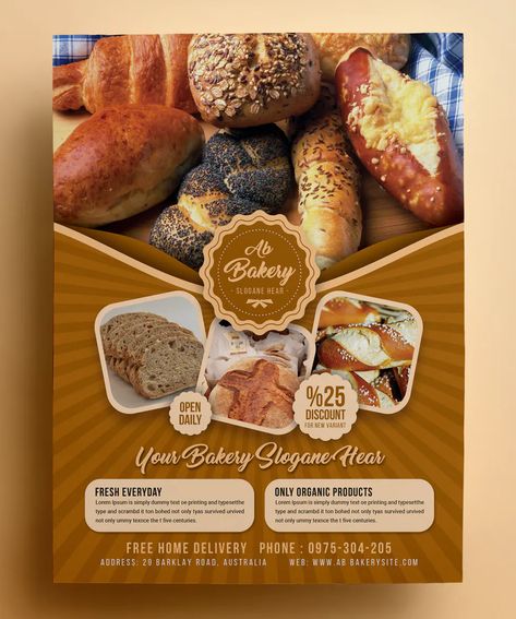 Bakery Flyer Template PSD Pastry Ads Design, Pastry Poster Design, Bakery Flyer Design Ideas, Bakery Flyer Design, Bakery Poster Design, Bakery Ads, Bakery Flyer, Bakery Poster, Bakery Branding Design