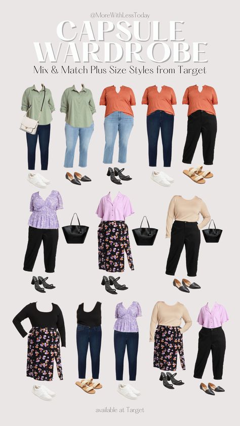 With just a few inexpensive and fashionable separates, you can create a capsule wardrobe from Target Plus Size styles. Get dressed fashionably and fast! AD #Targetfashion #PlusSizeFashion #capsulewardrobe #capsulewardrobePlusSize Plus Size Wardrobe Basics, Plus Size Essentials, Capsule Plus Size Wardrobe, Xxl Style Plus Size, Target Plus Size Outfits Summer, Curvy Capsule Wardrobe Plus Size, Timeless Plus Size Fashion, Capsule Wardrobe 2023 Plus, Plus Size Outfit Formulas