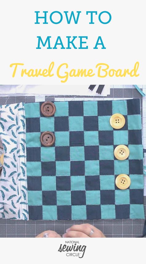 If you like to travel, keep your family entertained on the go is a must. This DIY travel game board can be easily rolled up to bring the fun wherever life takes you! Play a round while waiting for your flight or enjoy a game by the campfire. Diy Gifts For Travelers Sewing Projects, Diy Travel Games, Sewing Machine Projects, Sewing Circles, Travel Diy, Travel Games, Quilted Gifts, Quilt Care, Vintage Sewing Machines