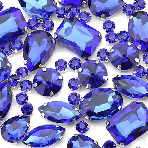 Blue Crystals Stones, Sew On Rhinestones, Costume Clothes, Bling Crafts, Costume Shoes, The Claw, Glass Gems, Jewelry Clothes, Fabric Beads