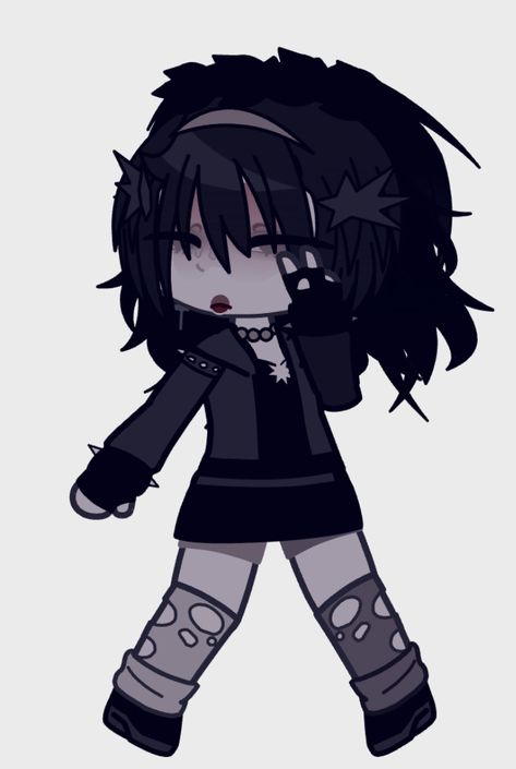 Gacha 80s Outfits, Goth Outfits Gacha Club, Gacha Hair Black, Goth Gacha Club Oc, Gothic Gacha Club Outfits, Gacha Club Black Hair, Gacha Goth Outfits, Goth Gacha Oc, Grunge Gacha Club Outfits