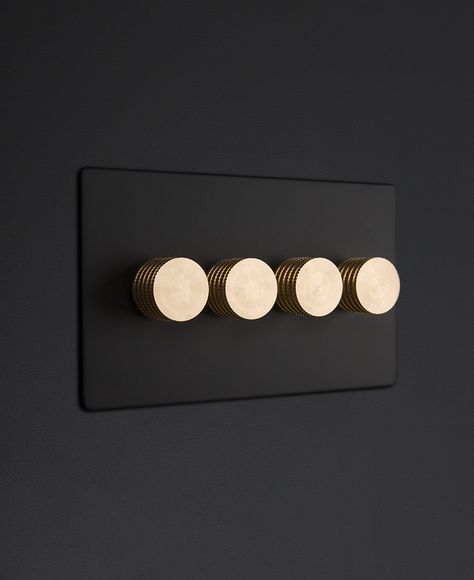 Brilliant Light Switch, Gold Plug Sockets, Black Light Switches, Black Light Switch, Designer Light Switches, Dimmer Light Switch, Light Balance, Gold Room, Light Switches And Sockets