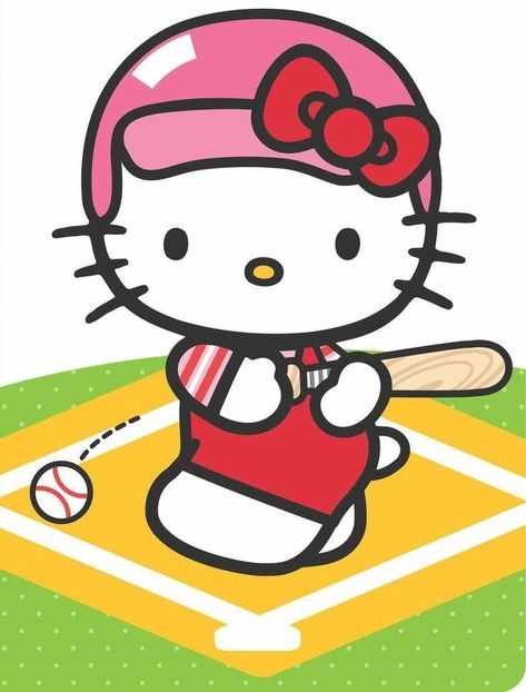 Softball Hello Kitty, Softball Pfp, Hello Kitty Baseball, Baseball Illustration, Senior Poster, Chucky Series, Senior Posters, Pink Wallpaper Hello Kitty, Hello Kitty Tattoos