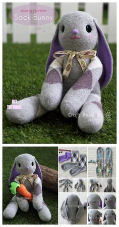 Sock Bunny Diy, Bunny Projects, Sock Animals Diy, Diy Sock Toys, Sock Monkey Pattern, Bunny Diy, Sock Bunny, Doors Ideas, Sock Dolls