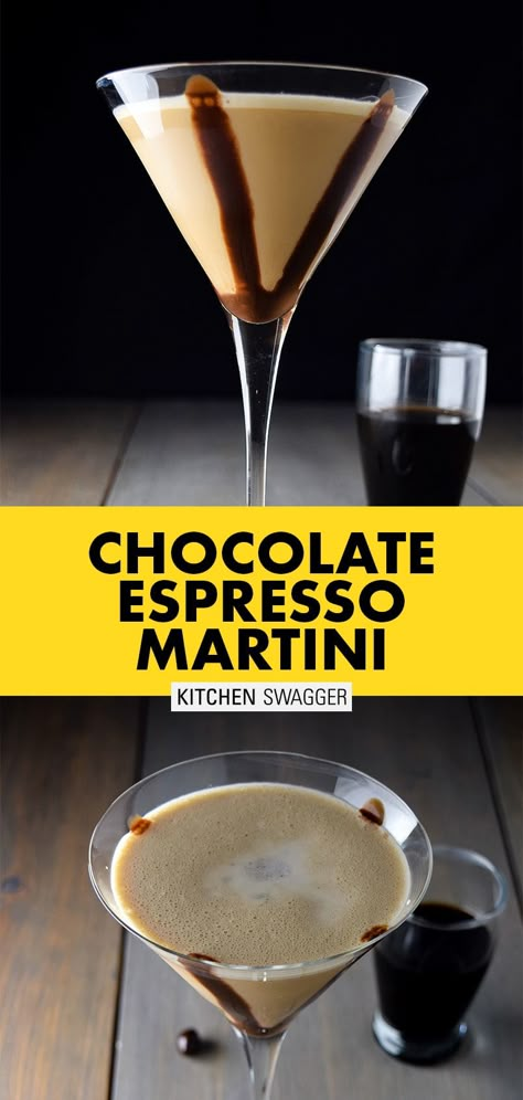 Chocolate Espresso Martini Recipe, Godiva Chocolate Liquor, Chocolate Espresso Martini, Kitchen Swagger, Chocolate Martini Recipe, Coffee Liquor, Espresso Vodka, Instant Espresso, Espresso Martini Recipe