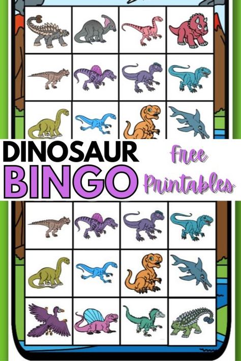 Dinosaur Bingo, Bingo Cards To Print, Dinosaur Themed Party, Bingo Games For Kids, Dinosaur Facts, Dinosaur Cookies, Dinosaur Footprint, Dinosaur Themed Birthday Party, Park Birthday