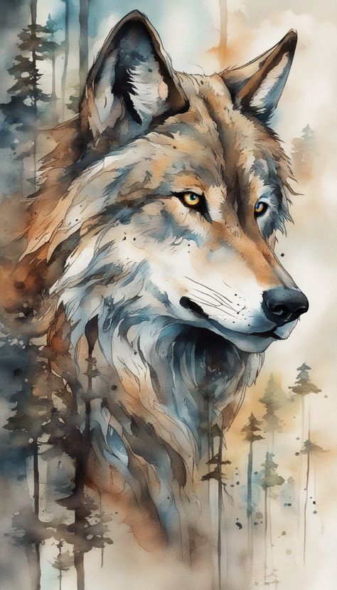 Mysterious wolf art Wolf Painting Easy, Wolf Painting Acrylic Easy, Wolves Painting Acrylic, Wolf Watercolor Painting, Wolf Watercolor, Watercolor Wolf, Bakery Store, Art Impressions Cards, Wolf Painting