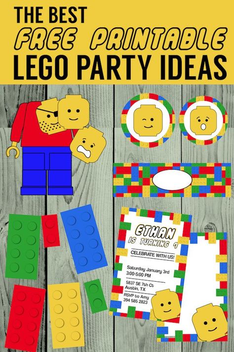 Best Lego Birthday Party Ideas {Free Printables}. Lego decorations, games, and activities for a kids birthday party. Boy birthday or girl birthday. #papertraildesign #lego #legoparty #legodecor Lego Diy Decorations Party, Lego Decorations Diy, Lego Night, Legos Birthday, Lego Party Ideas, Lego Birthday Party Ideas, Lego Party Games, Lego Decor, Lego Party Decorations