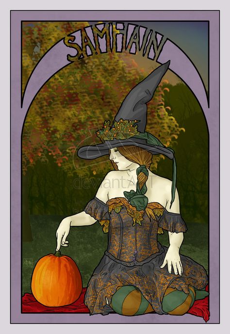 Celtic Samhain Traditions | Samhain by *phantoms-siren on deviantART Pagan Calendar, Blessed Samhain, Pagan Festivals, Celtic Traditions, Samhain Halloween, Modern Halloween, Morticia Addams, All Saints Day, Season Of The Witch