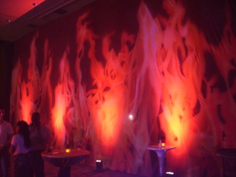 Fire backdrop from backdropsbeautiful.com (W40ft X H20ft) Fire Backdrop, Fire Mandala, Fire Party, Ice Party, Prom Themes, Holiday Party Themes, Dantes Inferno, Saints And Sinners, Prom Theme