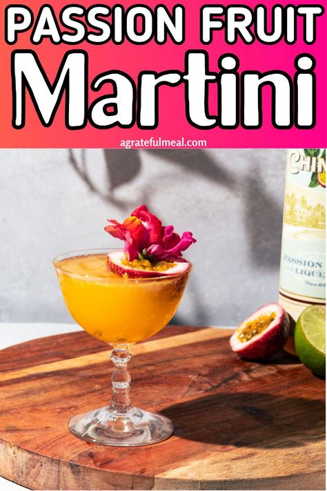 This passion fruit martini recipe is a refreshing summer cocktail or spring drink. Made with vanilla vodka and passion fruit liqueur, it's a simple and easy cocktail recipe that is sure to impress. Whether you're hosting a party or just want to enjoy a delicious vodka cocktail, this passion fruit martini is the best choice. It's perfect for Spring, Summer, Mother's Day, Easter, or a Bridal Shower. Holiday Vodka Cocktails, Fruit Liqueur, Passion Fruit Martini, Fruit Martini, Easy Cocktail Recipe, Summer Vodka Cocktails, Spring Drink, Classic Martini, Vodka Cocktail