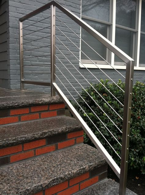 Aluminum Porch Railing, Cable Stair Railing, Exterior Stair Railing, Stainless Steel Stair Railing, Exterior Handrail, Steel Stair Railing, Metal Stair Railing, Stairs Railing, Steel Railing Design