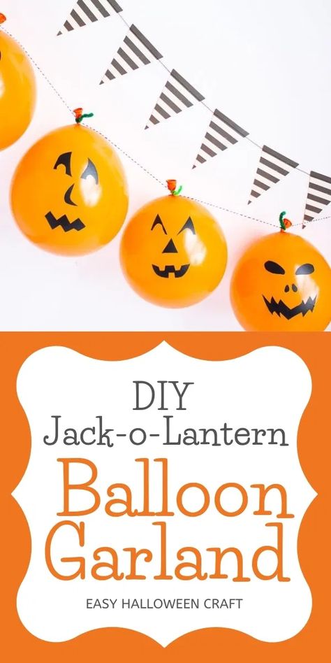 Easy DIY Jack-o-Lantern Balloon Garland Spooky Diy Halloween Decor, Fun Diy Halloween Decorations, Chili Bar, Creative Halloween Decorations, Dollar Store Halloween Decorations, Halloween Decorations To Make, Halloween Balloon, Dollar Store Halloween, Grandparenting