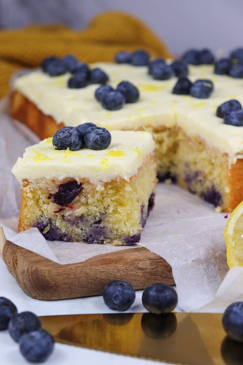 Blueberry Zucchini Cake, Traybake Cake, Blueberry Zucchini, Fluffy Cream Cheese Frosting, The View From Great Island, Lemon Frosting, Postre Keto, Lemon Buttercream, Joy Filled Eats