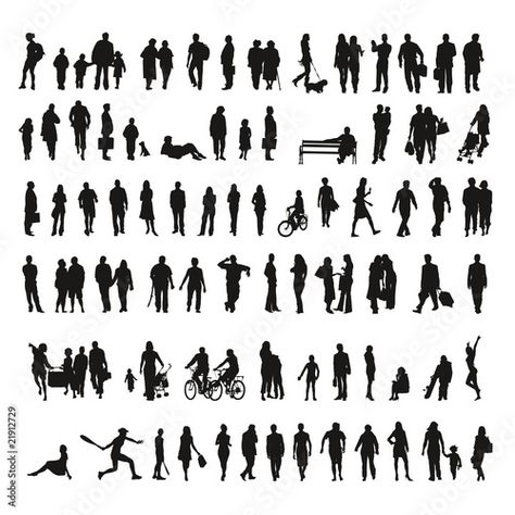 Download Big collection of silhouettes - Shadows Stock Vector and explore similar vectors at Adobe Stock. Shadow Character Design Male, Silhouette Architecture, Human Shadow, Human Vector, People Cutout, Shadow People, People Png, Digital Mockup, Architecture Design Sketch