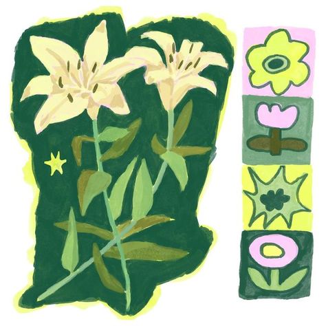 Lilies Drawing, Pottery Painting Designs, Illustrators On Instagram, Art Prompts, Sketchbook Inspiration, Flower Illustration, Floral Illustrations, A Drawing, Graphic Poster