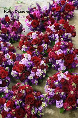 Lilac And Red Wedding Theme, Purple And Red Decorations, Red And Purple Quinceanera Dresses, Red Purple And Gold Wedding, Red And Lilac Wedding, Lilac And Red Wedding, Red Purple Wedding, Red Purple Flowers, Lilac And Red