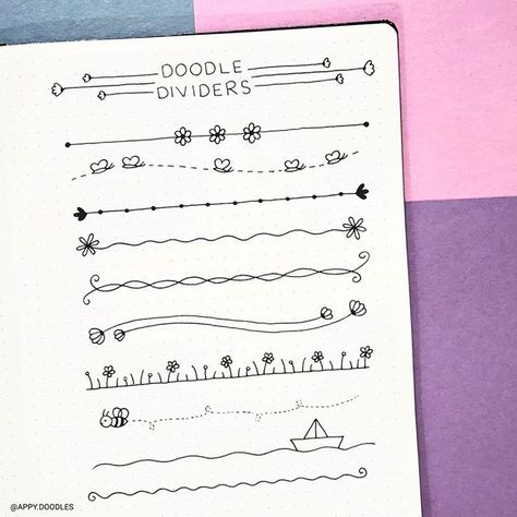 Doodle Dividers, Journal Dividers, Bullet Journal Dividers, Instagram Doodle, Bullet Journal Titles, Bullet Journal Headers, Bullet Journal Banner, Bullet Journal Notes, Bullet Journal Paper