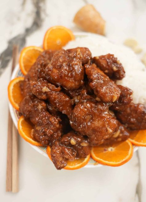 Air Fryer Orange Chicken (Video) Orange Chicken Thighs, Chicken Thighs Air Fryer, Air Fryer Orange Chicken, Cj Eats, Chicken On A Stick, Orange Chicken Recipe, Lemon Pepper Chicken, Air Fried Chicken, Chicken Skewers