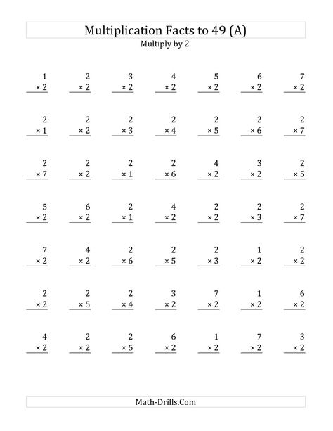 The Multiplication Facts to 49 No Zeros with Target Fact 2 (All) math worksheet from the Multiplication Worksheet page at Math-Drills.com. Multiplication Quiz, Multiplication Drills, Free Printable Multiplication Worksheets, Summer Education, Array Worksheets, Printable Multiplication Worksheets, Multiplication Facts Worksheets, Math Multiplication Worksheets, Multiplication Worksheet