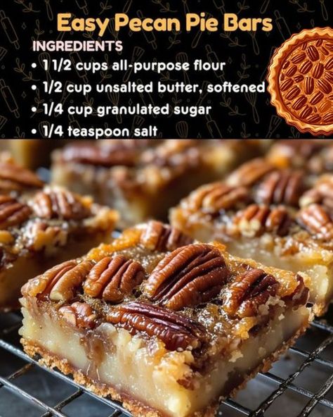 Granny's Tasty Recipes Easy Pecan Pie Bars, Pecan Pie Bars Easy, Easy Pecan Pie, Pecan Pie Cobbler, Pecan Pie Bars Recipe, Cobbler Easy, Pecan Pie Easy, Ina Garten Recipes, Pecan Pie Bars