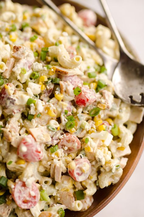 Cobb Pasta Salad, Turkey Pasta Salad, Ranch Salad Recipes, Turkey Pasta, Fantastic Recipes, Turkey Salad, Ranch Pasta Salad, Light Food, Macaroni Salad Recipe