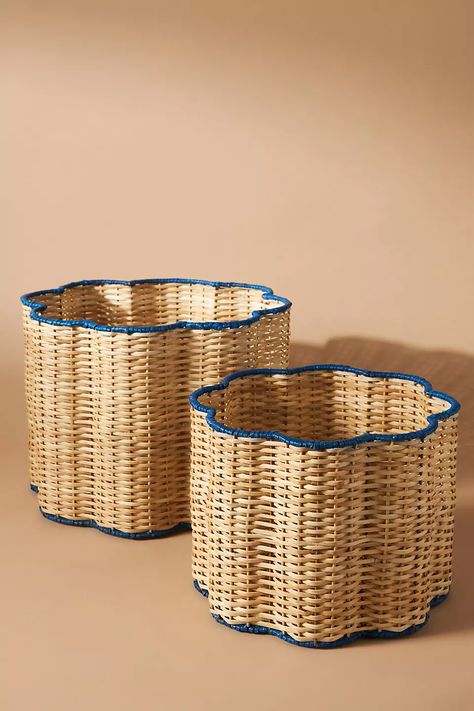 Tulip Baskets, Set of 2 | AnthroLiving Dog Wine, Wire Storage, Bhldn Weddings, Wine Bottle Holders, Rattan Basket, Brand Sale, Wicker Laundry Basket, Dish Towels, Decorative Wicker Basket