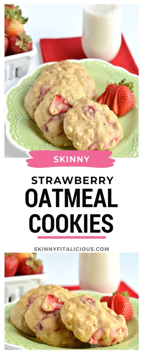 Skinnyfitalicious Recipes, Strawberry Oatmeal Cookies, Cookie Healthy, Cookies Strawberry, Healthy Low Calorie Recipes, Recipe Strawberry, Strawberry Oatmeal, Easy Thanksgiving Recipes, Healthy Low Calorie Meals